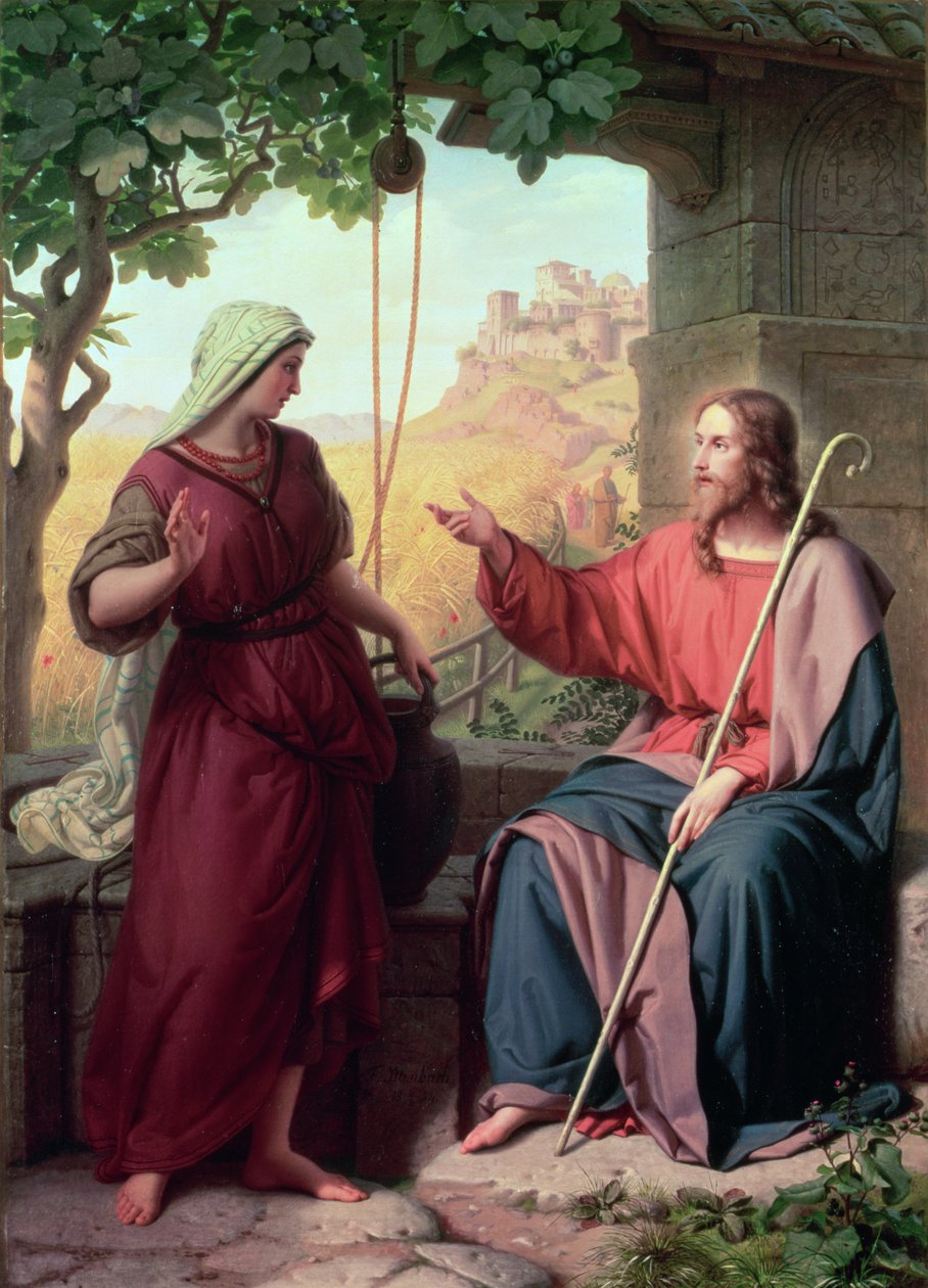 Kristus og kvinnen i Samaria ved brønnen, 1854 av Moritz Daniel Oppenheim