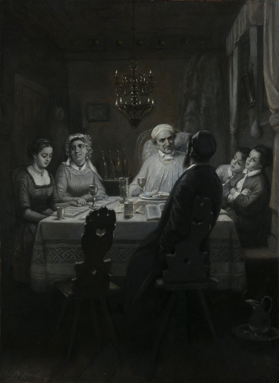 Seder (påskemåltidet) (påskeaften) av Moritz Daniel Oppenheim
