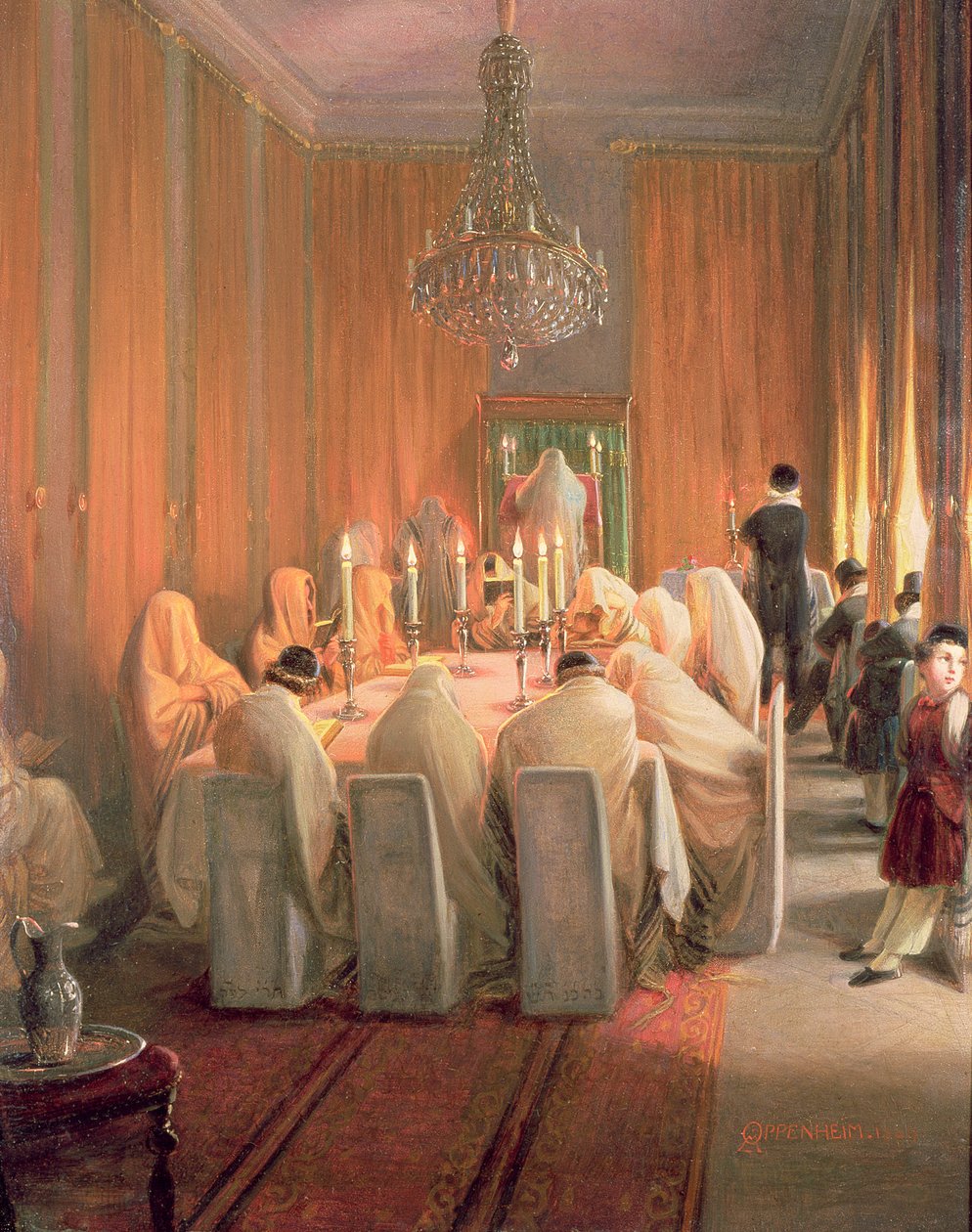 Rothschild-familien ved bønn av Moritz Daniel Oppenheim
