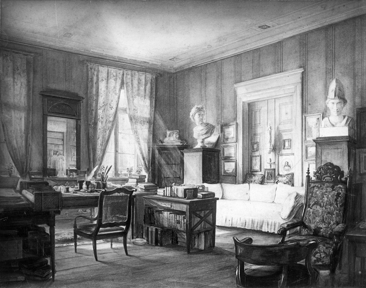 Wilhelm Grimms studie ved Linkstrasse nr. 7 i Berlin av Moritz Hoffmann