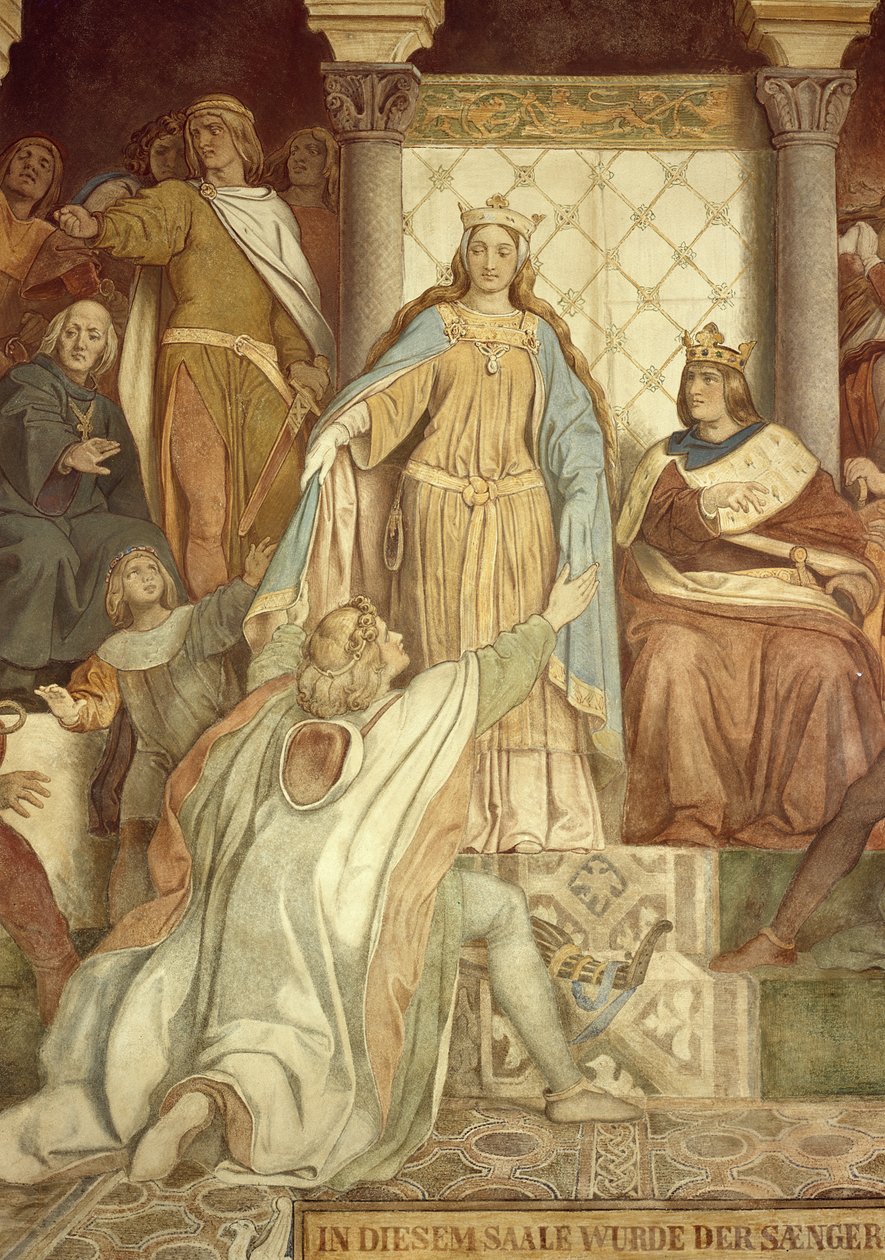 Detalj av Der Saengerkreis, Wartburg slott, ca. 184555 av Moritz Ludwig von Schwind
