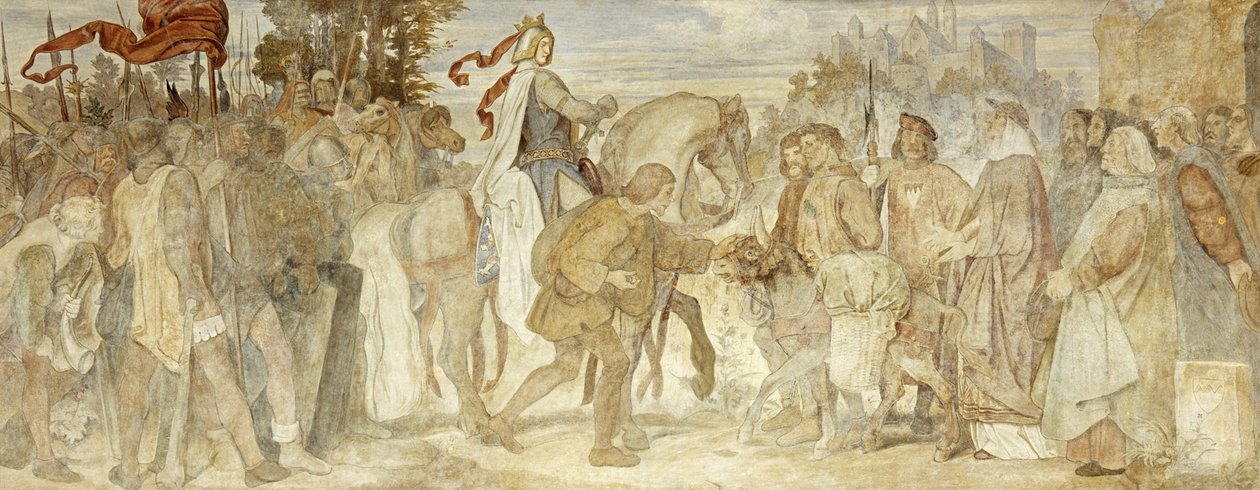 Jeg søker etter eselet mitt, Wartburg Castle, ca. 185455 (fresco) av Moritz Ludwig von Schwind