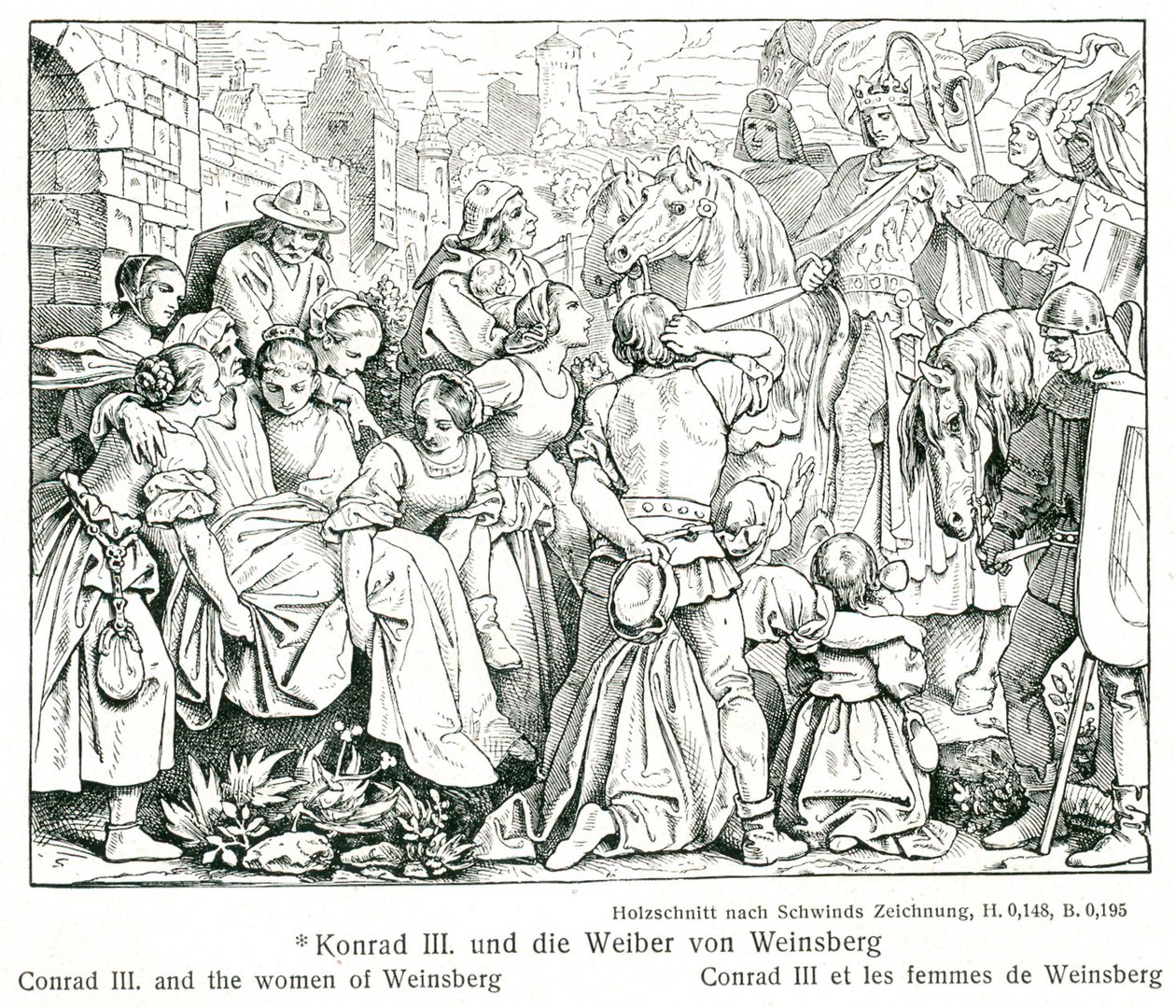 Conrad III. og kvinnene i Weinsberg. av Moritz Ludwig von Schwind