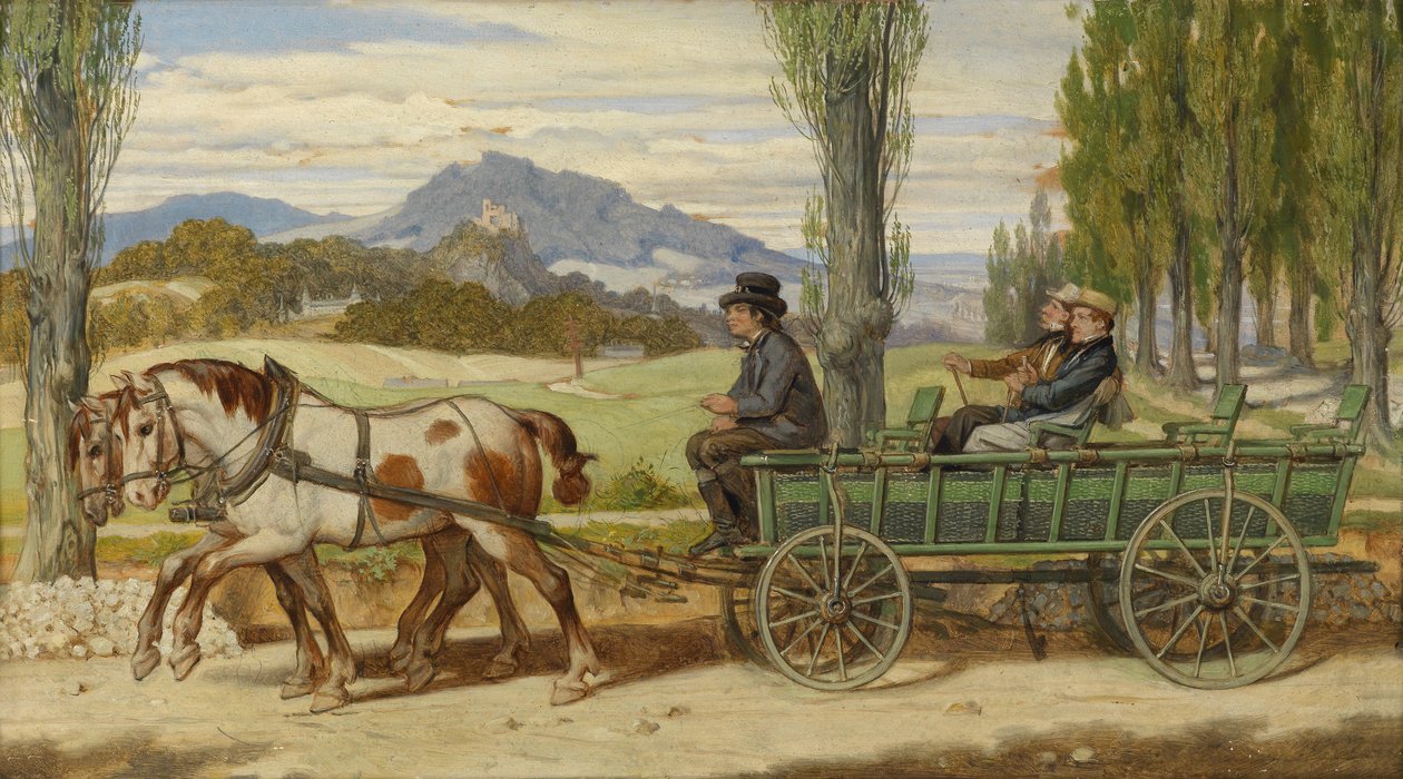 Schwind og Bauernfeld på en vogn av Moritz Ludwig von Schwind