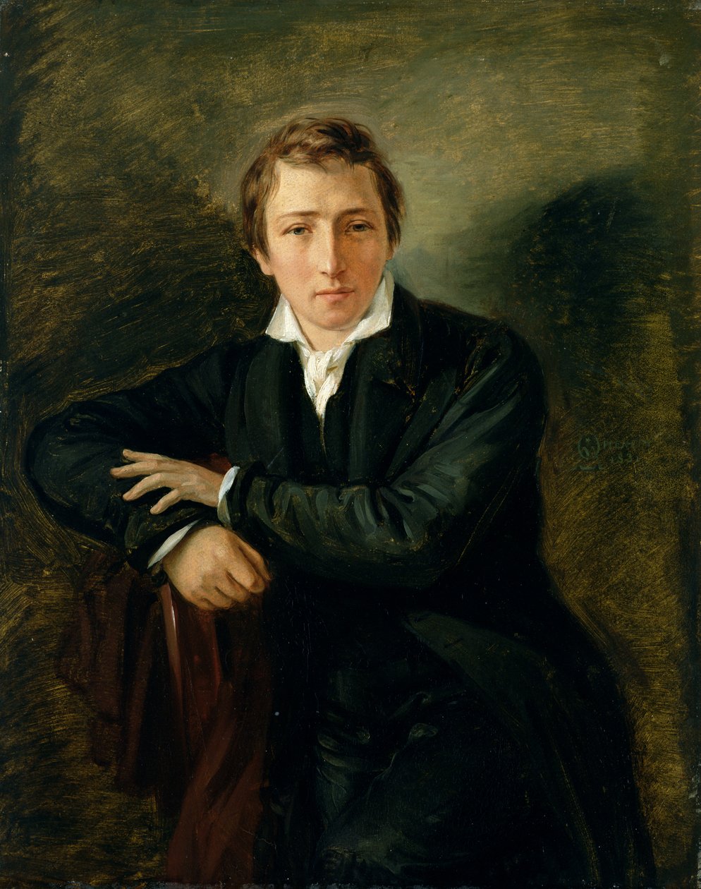 Portrett av Heinrich Heine (1797-1856) 1831 (olje på papir på lerret) av Moritz Daniel Oppenheim