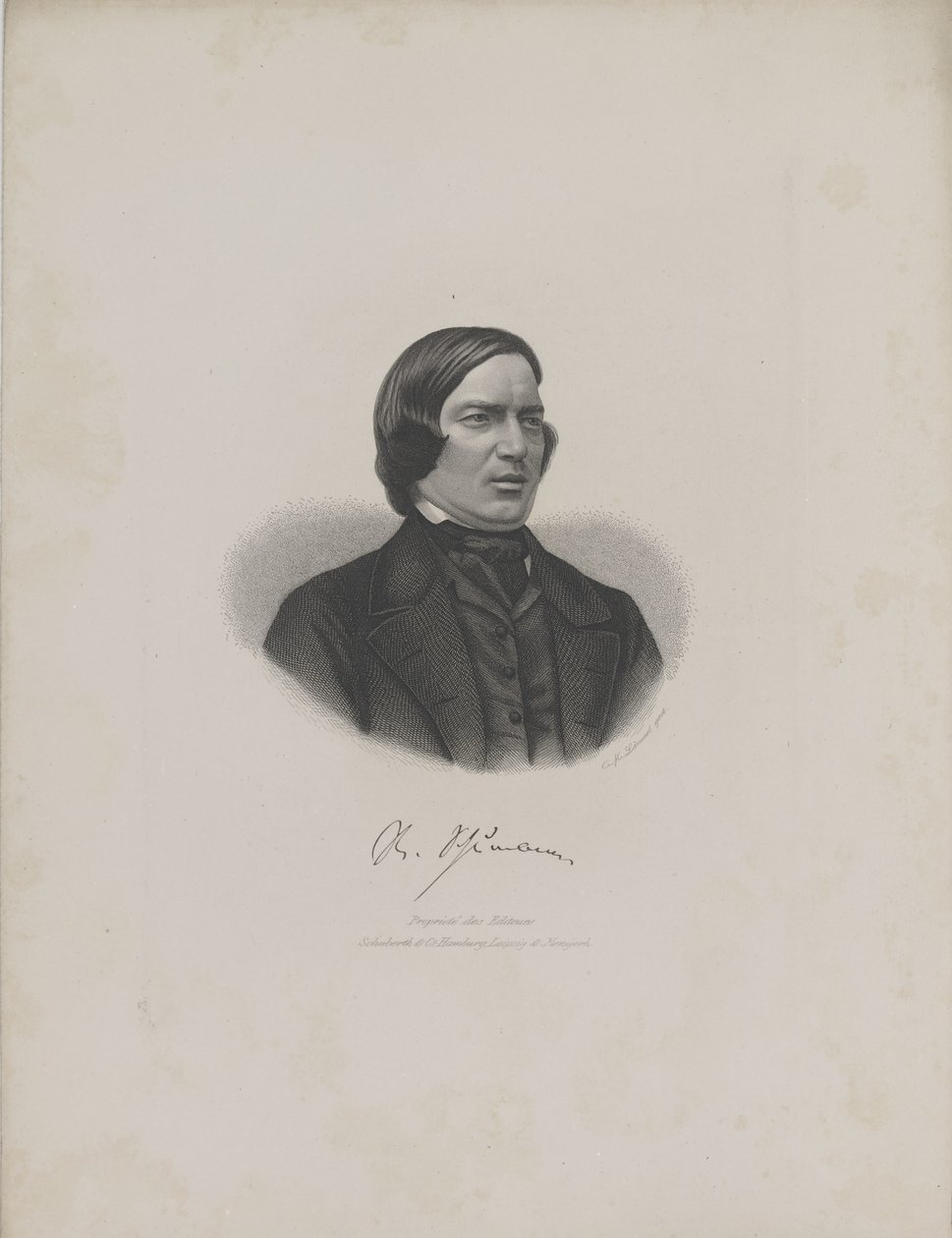 Portrett av komponisten Robert Schumann 1810-1856, ca. 1840. av Moritz Laemmel