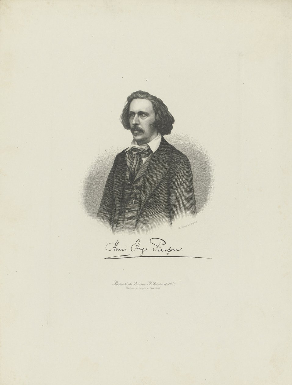 Portrett av komponisten Henry Hugo Pierson 1815-1873, ca. 1850. av Moritz Laemmel