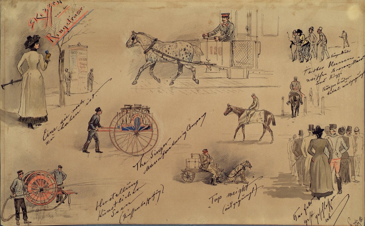 Wienertyper 1883 (skisser fra Ringstrasse) av Moritz Ledeli