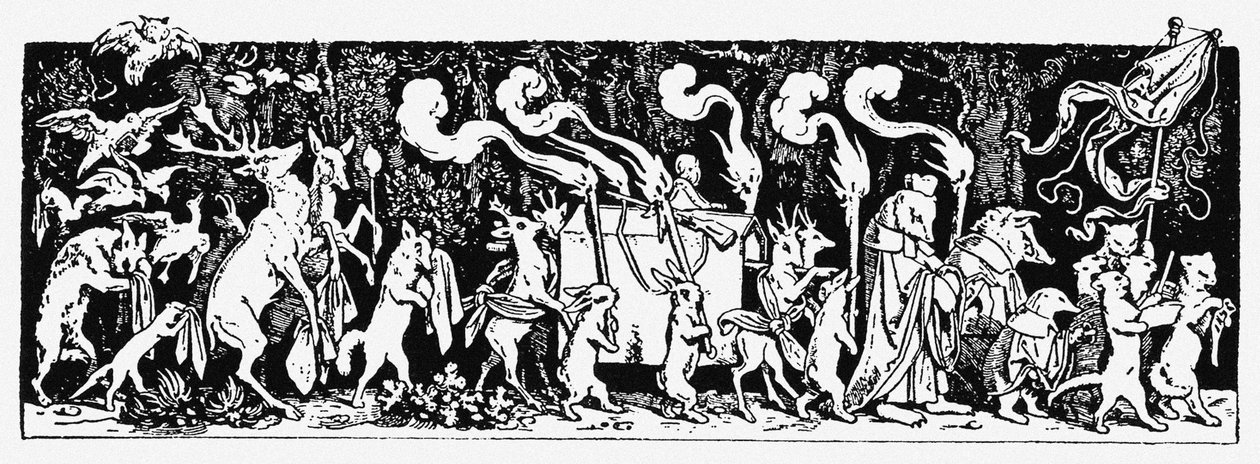 Jegerens begravelsesprosesjon Fra: Munich Bilderbogen No 44 av Moritz Ludwig von Schwind