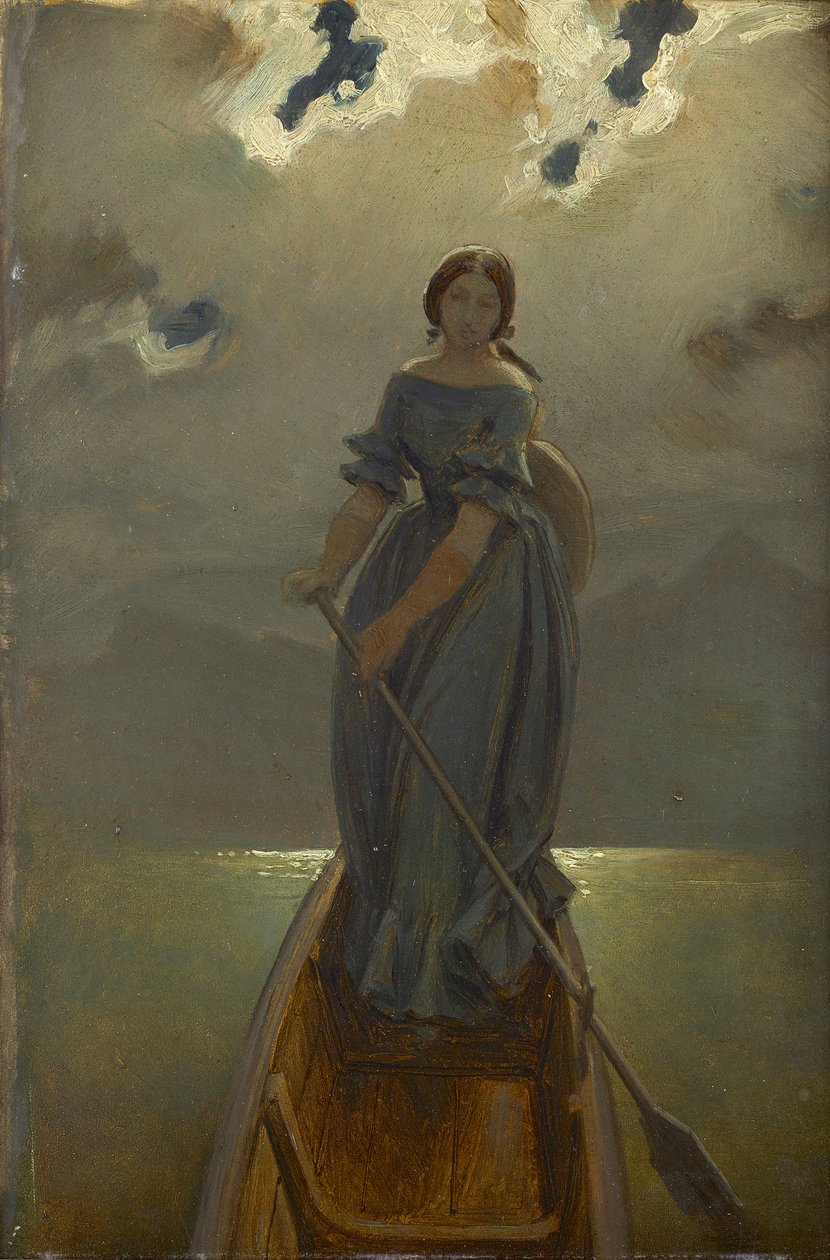 Båtkvinnen baronesse Marie Spaun på Gmundner See, ca. 1851. av Moritz Ludwig von Schwind