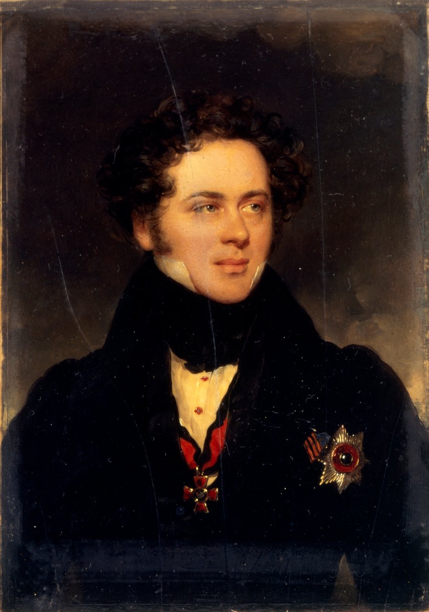 Portrett av grev Alexey Alexeyevich Perovsky 1787-1837, forfatter Antony Pogorelsky, 1827 av Moritz Michael Daffinger
