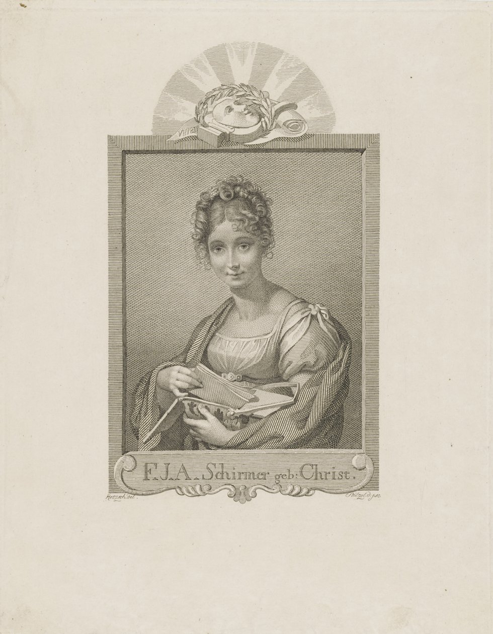 Portrett av skuespillerinnen Friederike Schirmer, født Christ 1785-1833, ca. 1830 av Moritz Retzsch