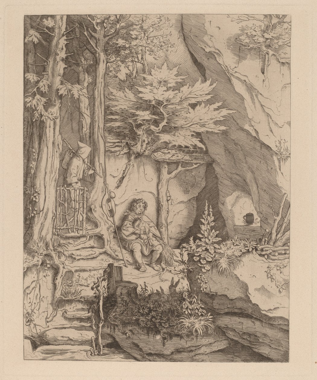 En munk med en sekkepipespiller av Moritz Ludwig von Schwind
