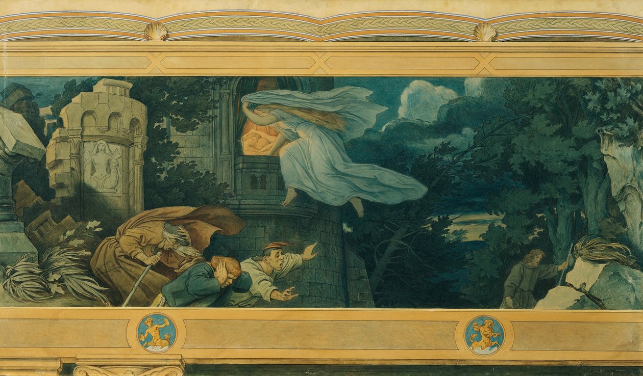 Den vakre Melusine: IX. Melusines mors smerte av Moritz Ludwig von Schwind