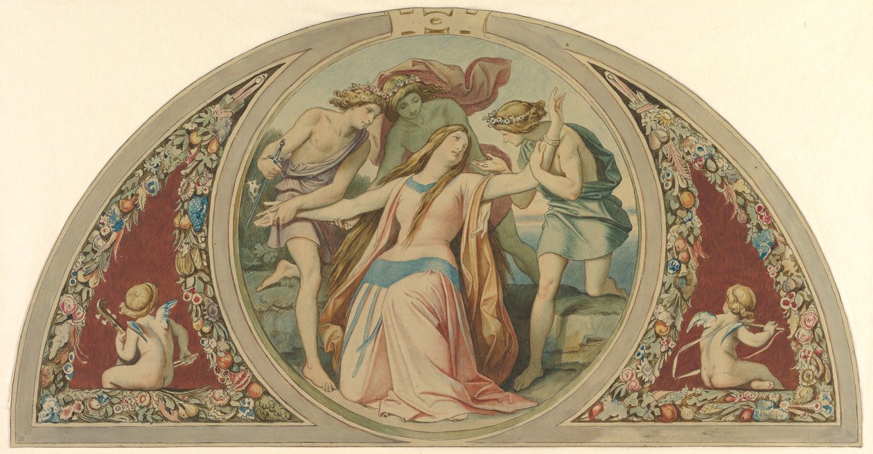 Tre gutter redder den fortvilte Pamina fra selvmord, 1864. av Moritz Ludwig von Schwind