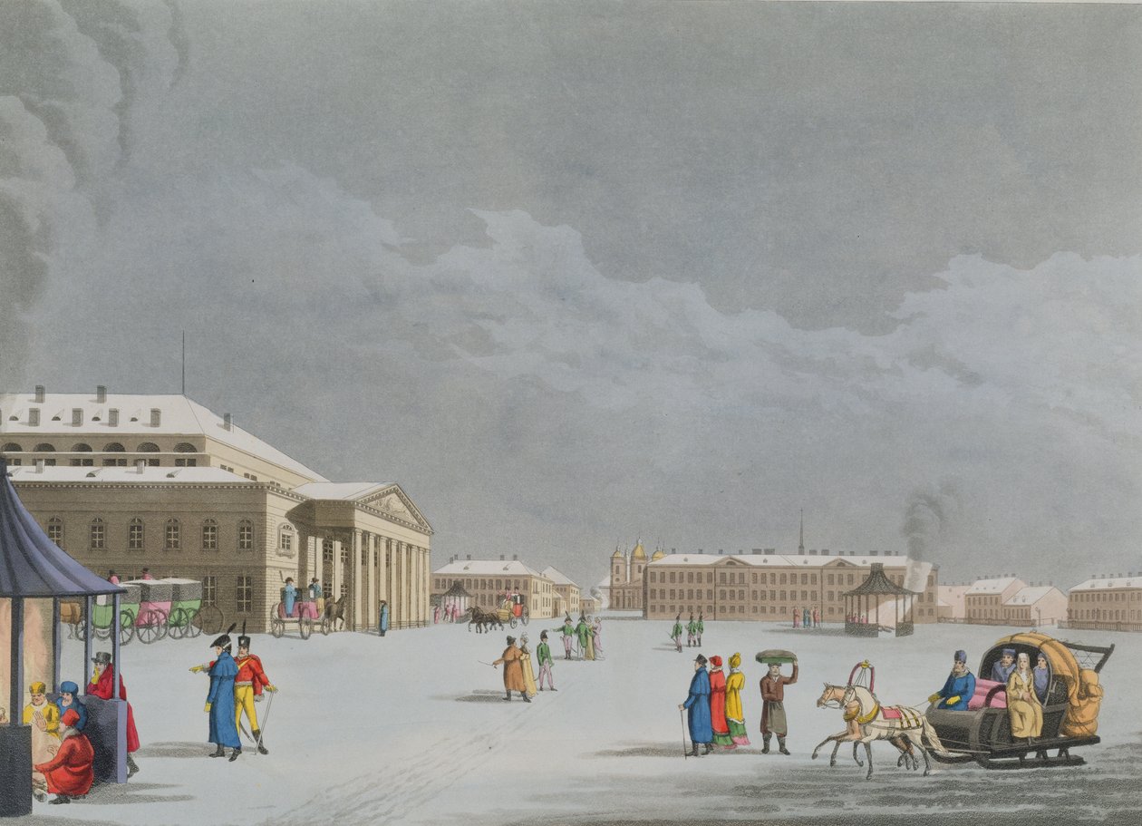 Utsikt over torget og Grand Theatre i St. Petersburg, illustrasjon for mars fra 
