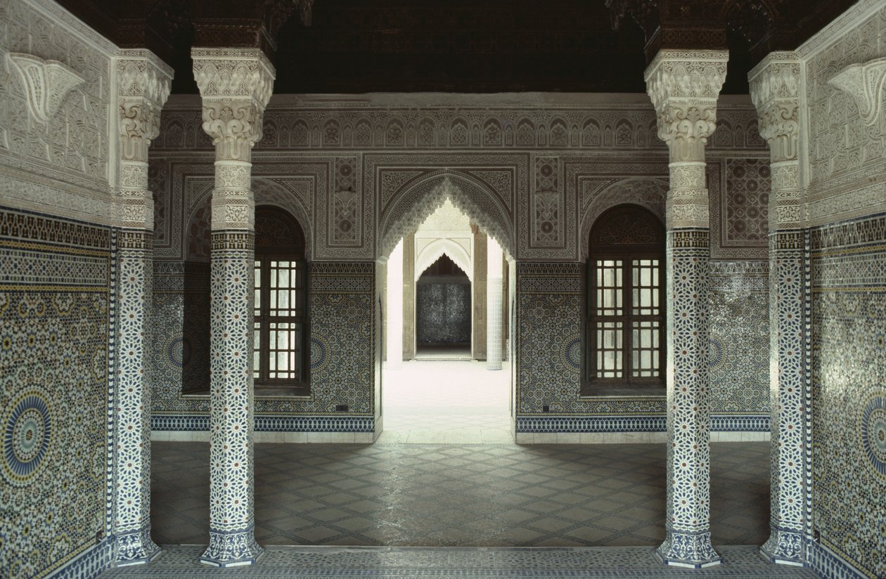 Innvendig utsikt over Kasbah of Thamiel glaoui av Moroccan School