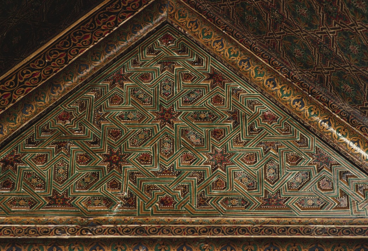 Kasbah of Thamiel glaoui, takdetalj (keramikk) av Moroccan School