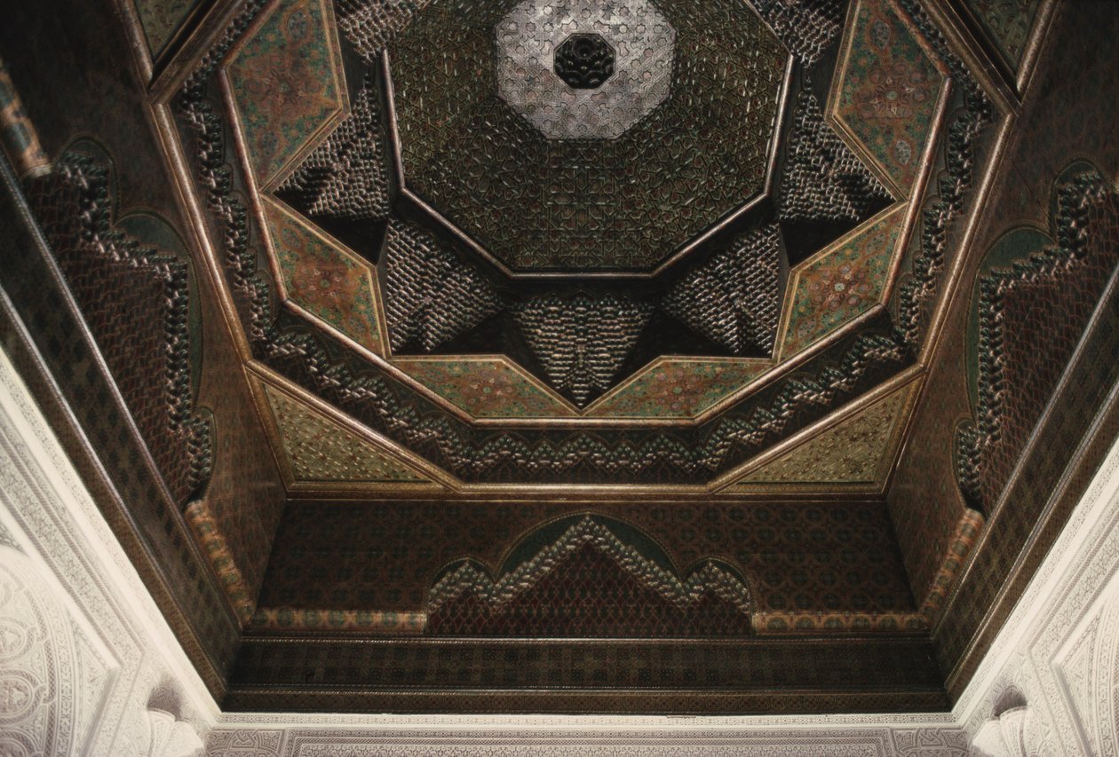 Kasbah of Thamiel glaoui, takdetalj (keramikk) av Moroccan School