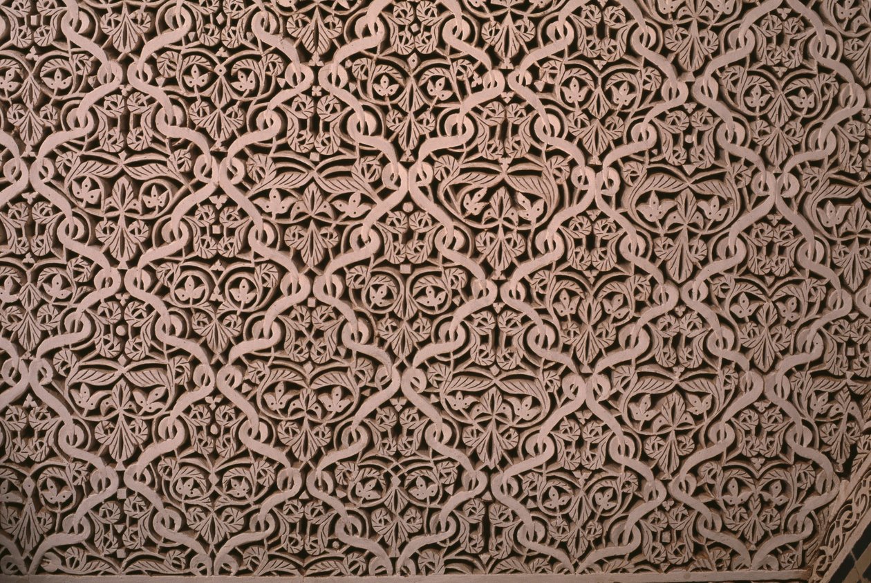 Kasbah of Thamiel glaoui, stukkatur, detalj (keramikk) av Moroccan School
