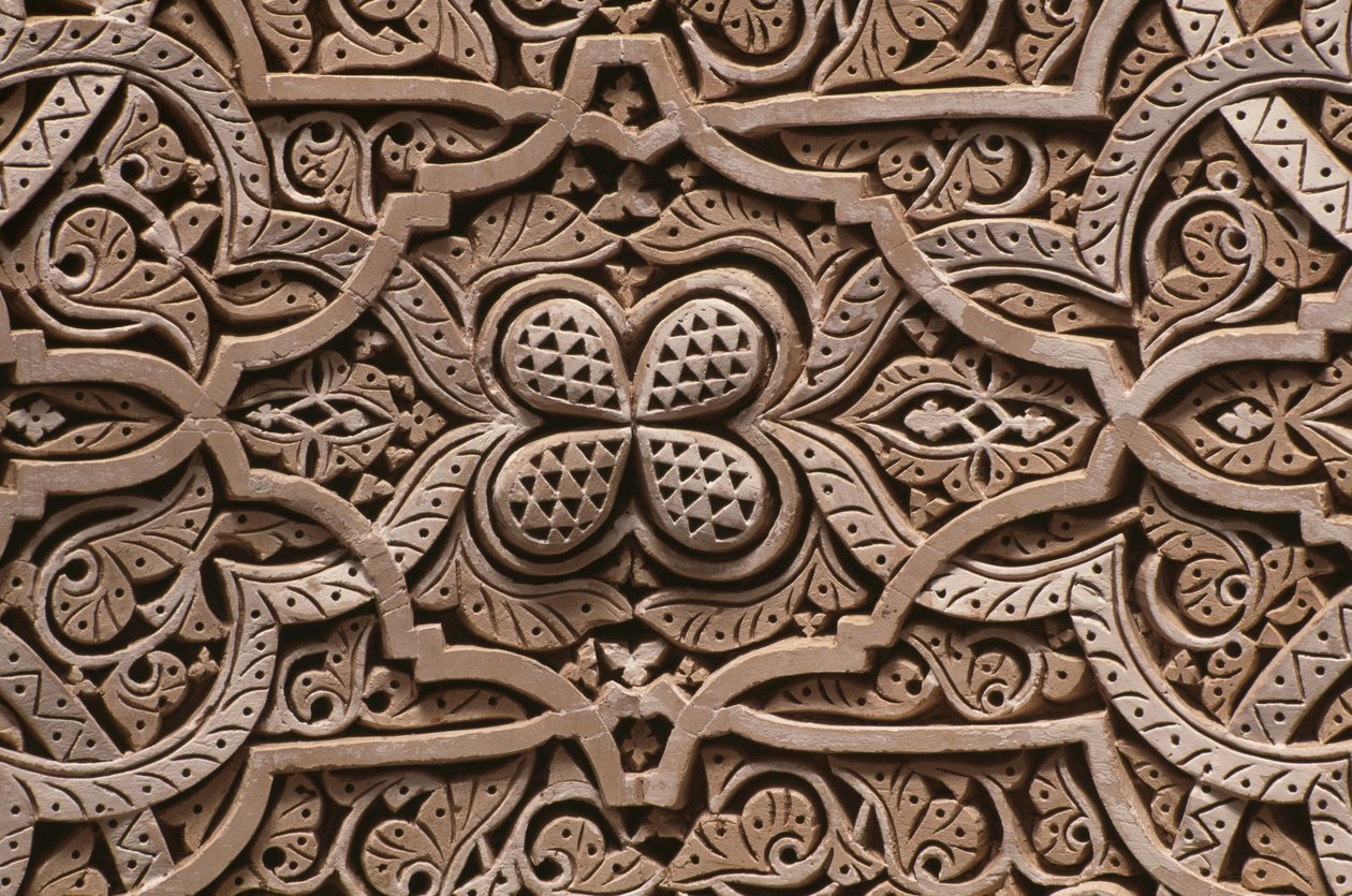 Kasbah of Thamiel glaoui, stukkatur, detalj (keramikk) av Moroccan School