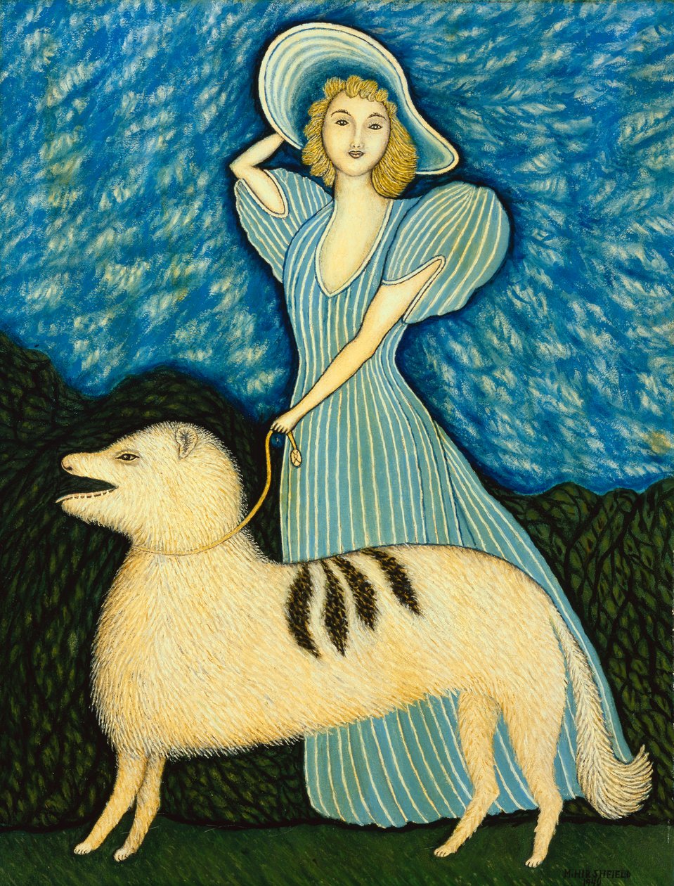 Jente med hund av Morris Hirshfield
