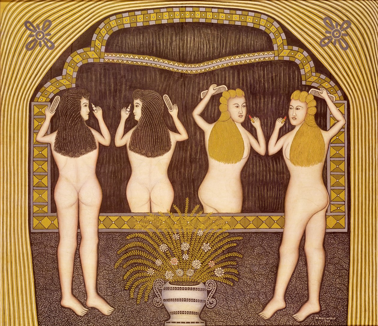 To kvinner foran et speil av Morris Hirshfield