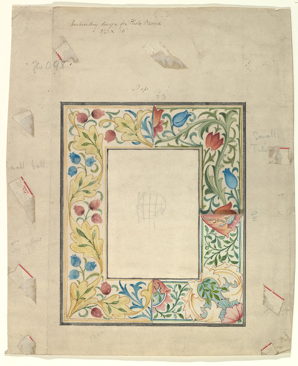 Broderidesign for en ramme, nr. 098, etter 1875. av Morris and Co