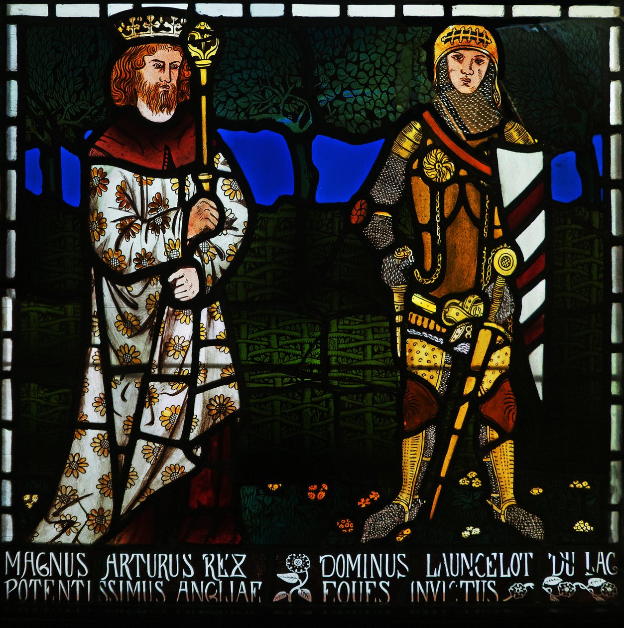 Kong Arthur og Sir Lancelot, 1862. av Morris and Co.