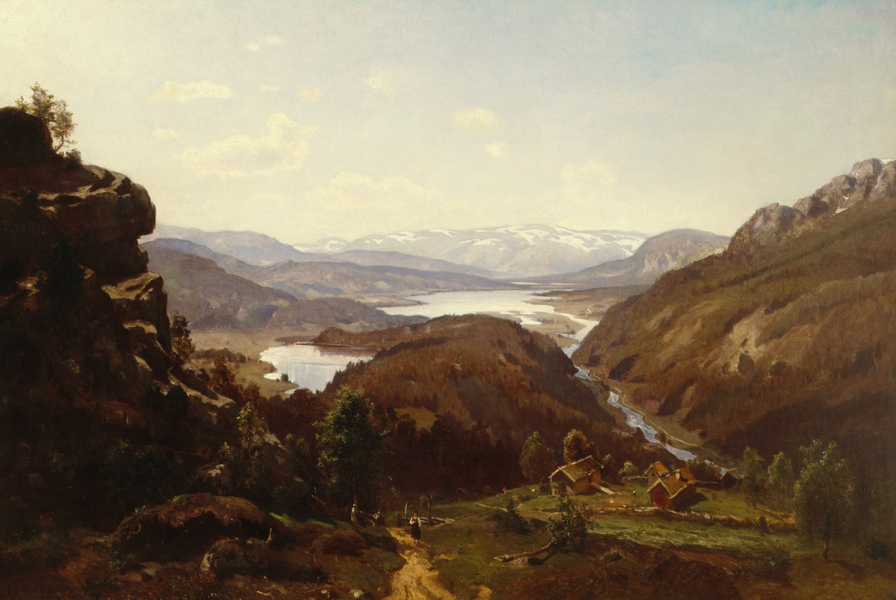 Utsikt mot Al i Hallingdal 1871 av Morten Muller
