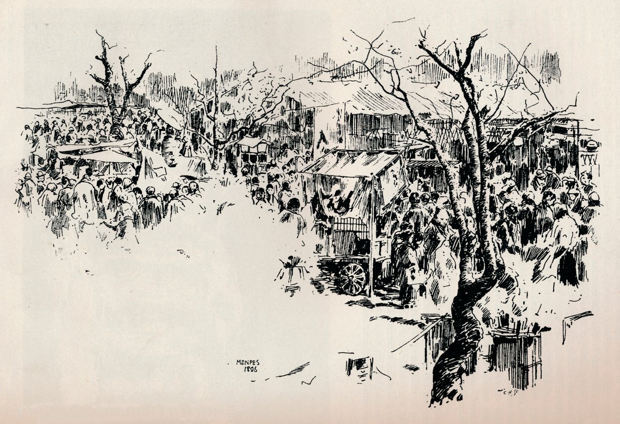 En gatescene ved Asakusa, c1897 av Mortimer L Menpes