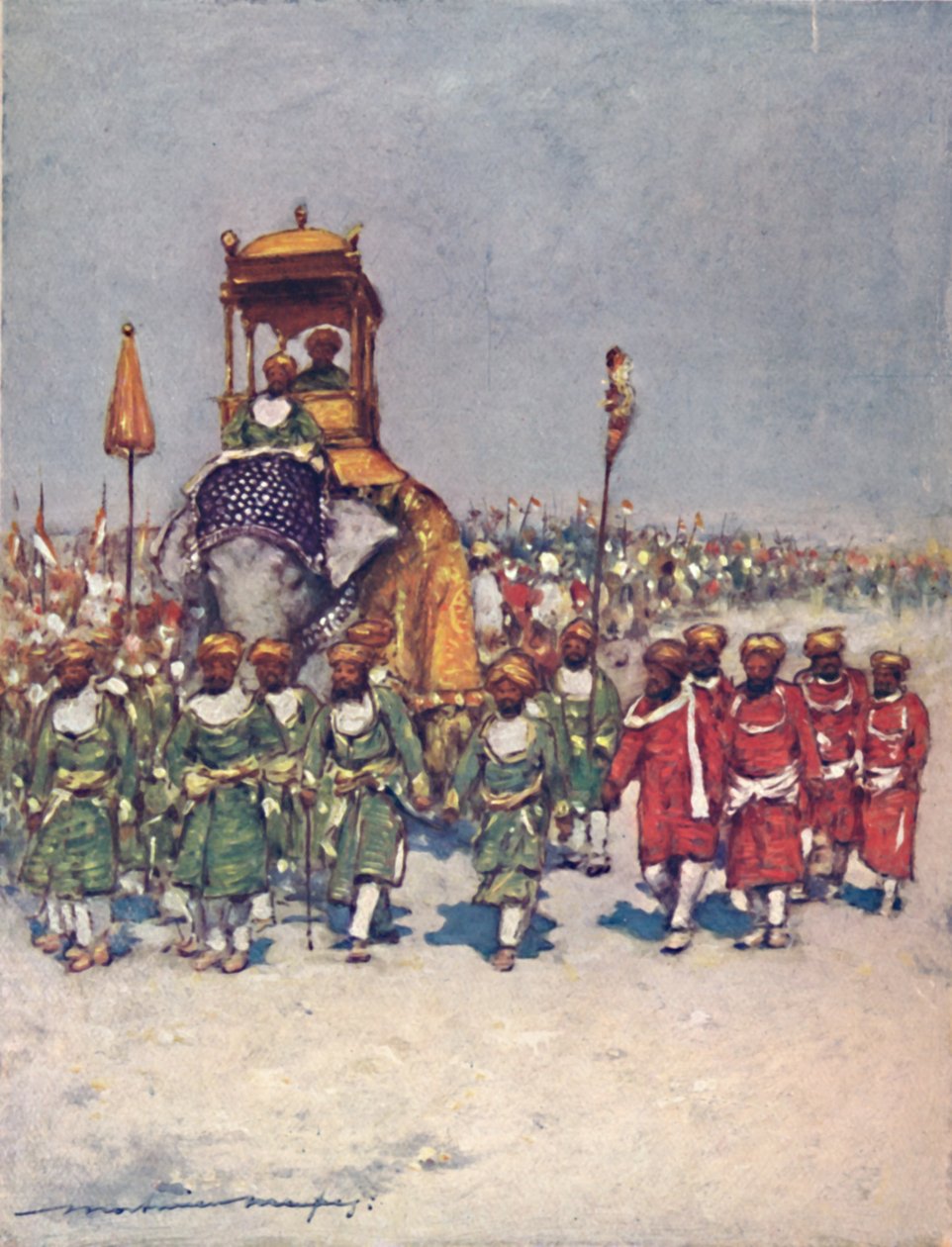 'En av de mest pittoreske gruppene i Retainers' Procession', 1903 av Mortimer L Menpes