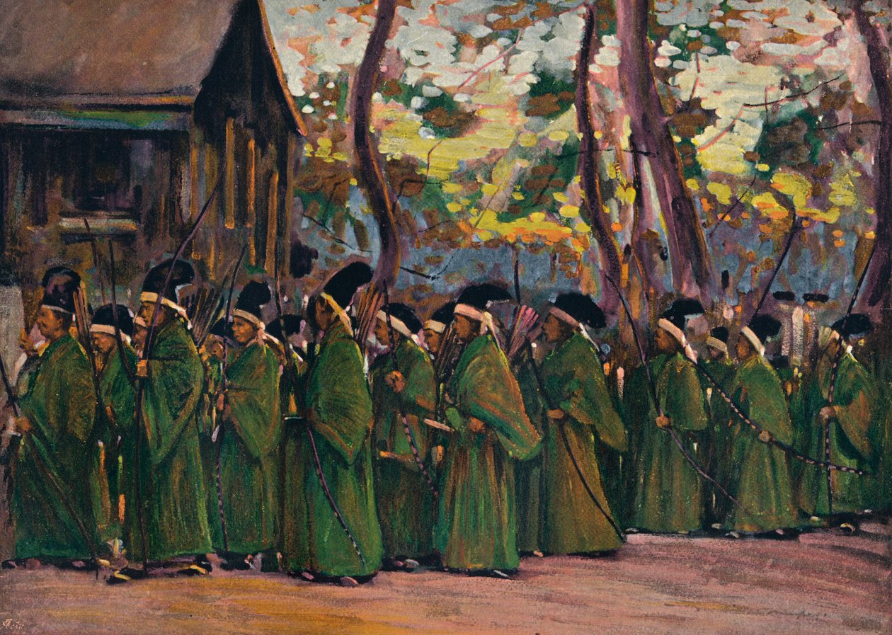'Prosession of Archers at Kioto', c1897 av Mortimer L Menpes