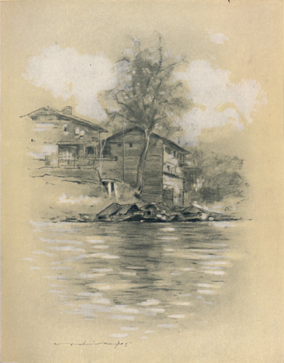 Elvebolig ved Srinagar, 1903 av Mortimer L Menpes