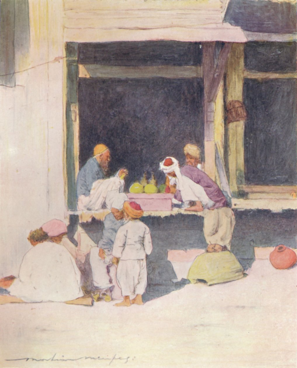 En basar ved Peshawur, 1905 av Mortimer Ludington Menpes