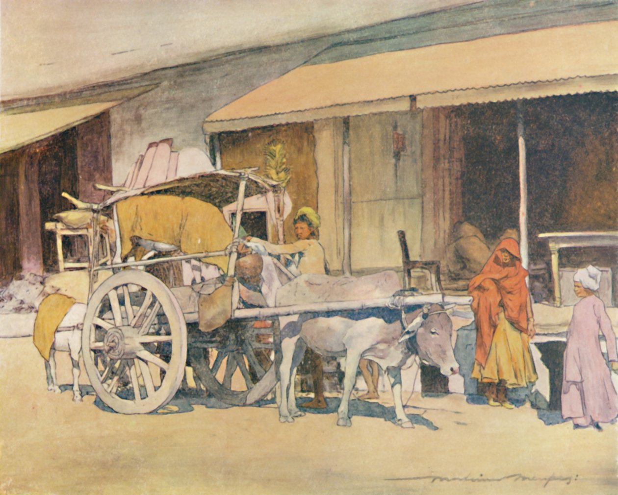 En oksevogn, Ajmere, 1905 av Mortimer Ludington Menpes