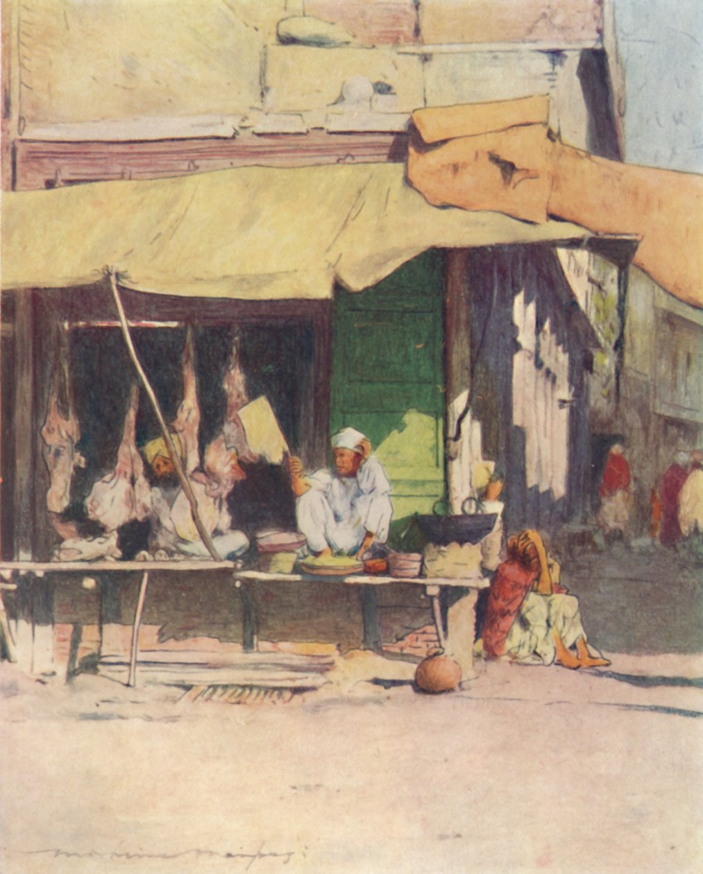En kjøttbutikk i Peshawur, 1905 av Mortimer Ludington Menpes