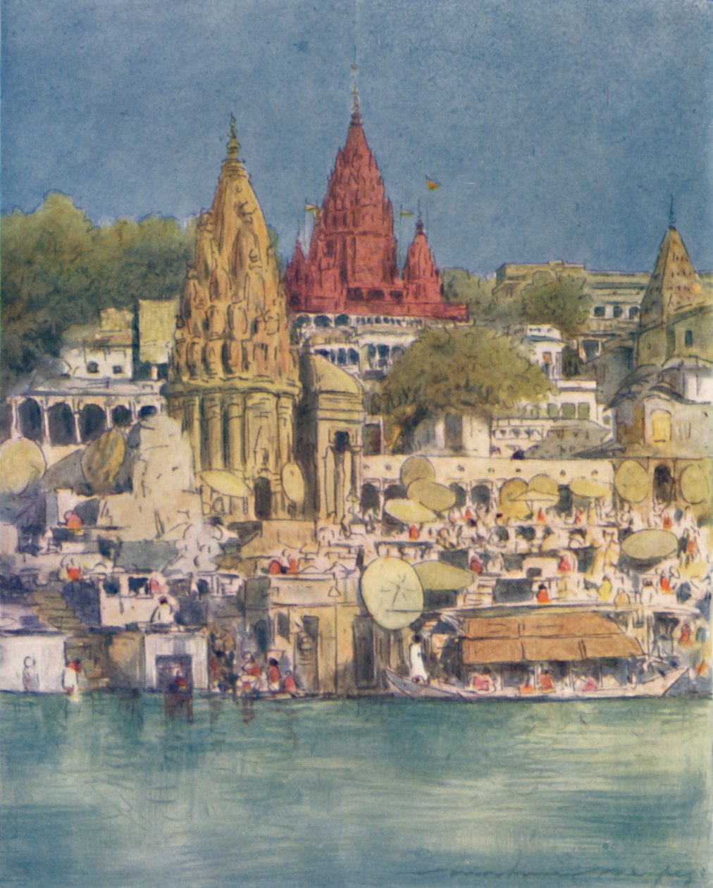 En elvefestival på Benares, 1905 av Mortimer Ludington Menpes