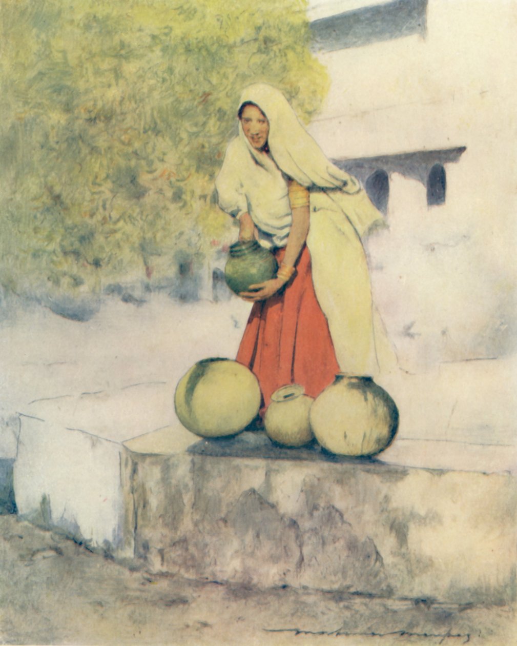 A Woman at the Well, Jeypore, 1905 av Mortimer Ludington Menpes