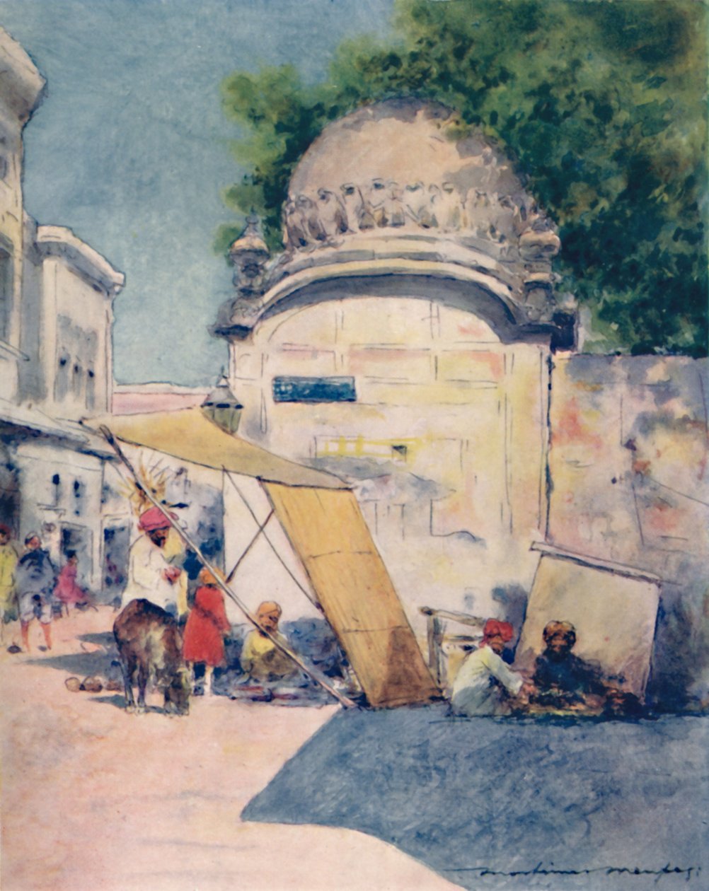 På et gatehjørne, Amritsar, 1905 av Mortimer Ludington Menpes
