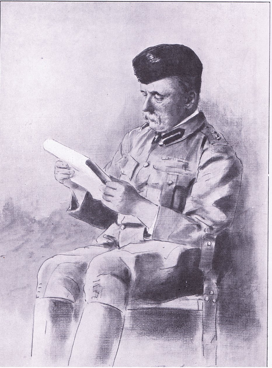 Oberst French, illustrasjon fra After Pretoria: The Guerilla War, 1902 av Mortimer Ludington Menpes