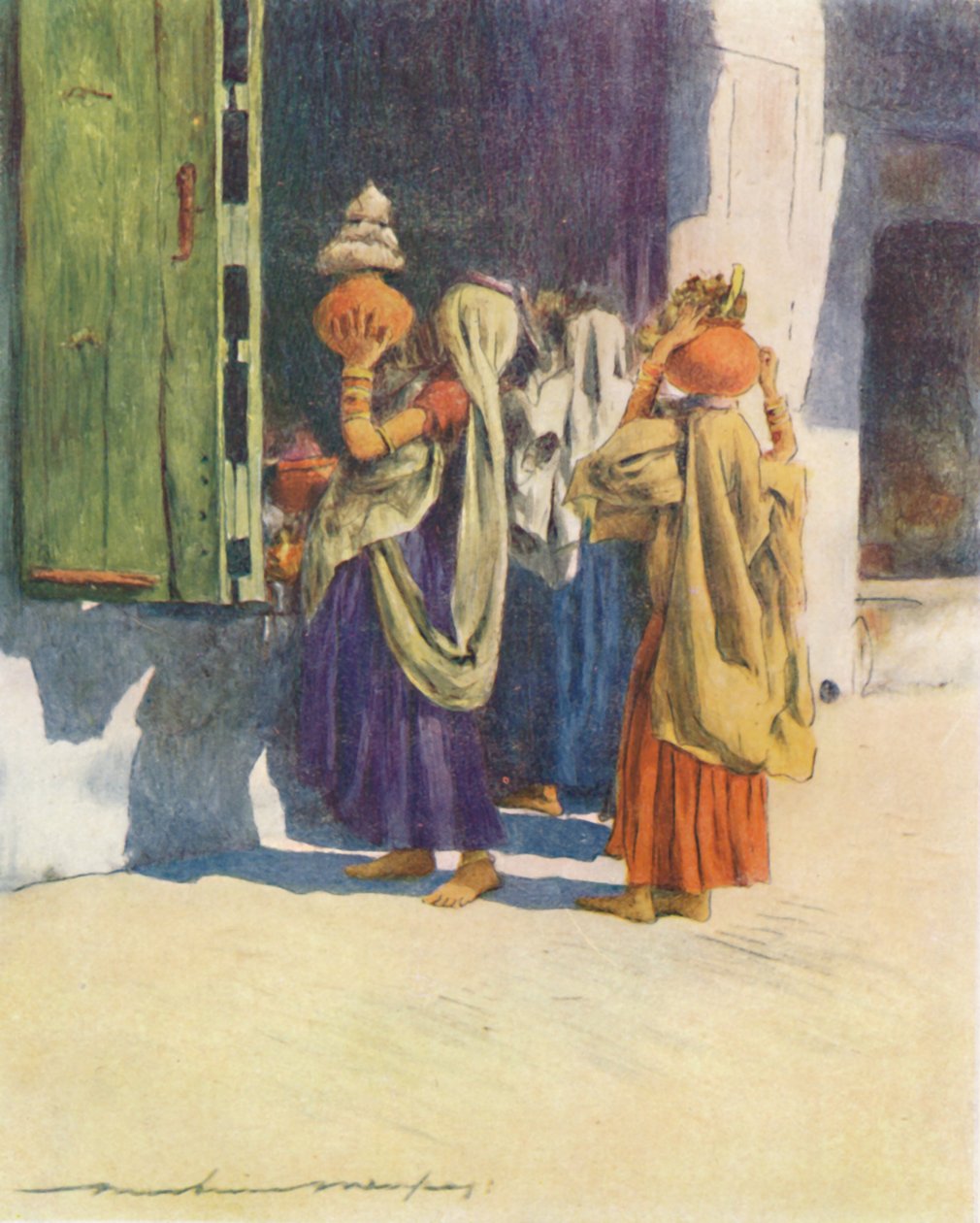 Vannbærere ved Nutha, 1905 av Mortimer Ludington Menpes