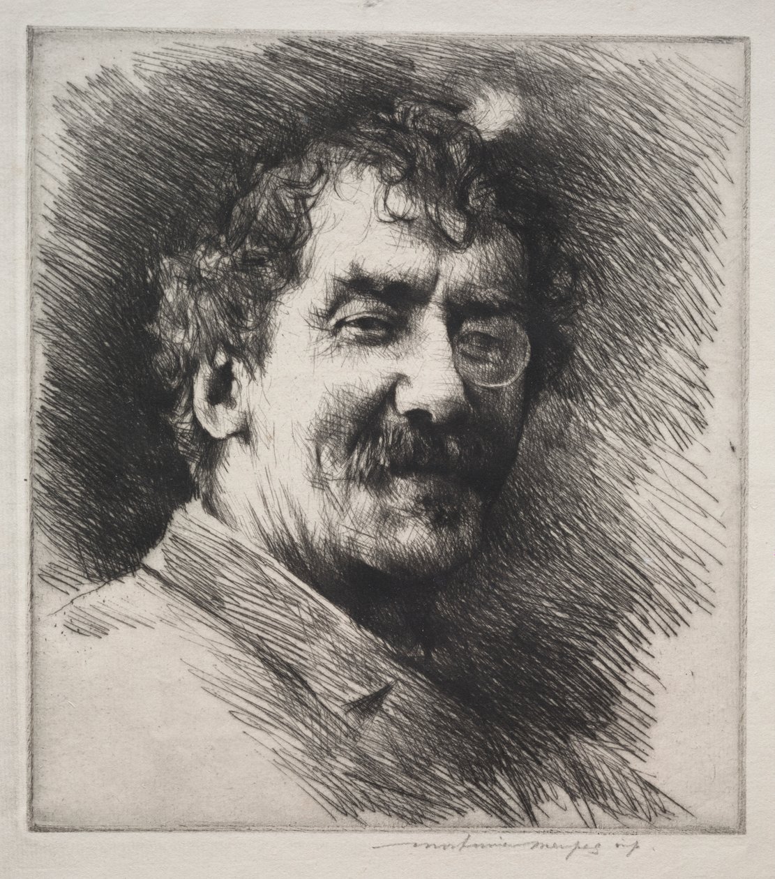 Portrett av Whistler med den hvite låsen av Mortimer Menpes