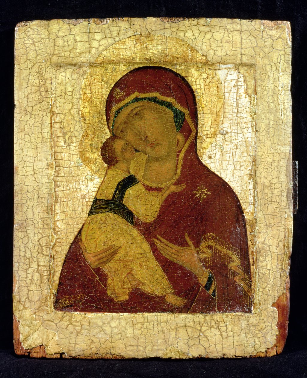 Ikon for jomfruen av Vladimir (bladgull og tempera på panel) av Moscow School