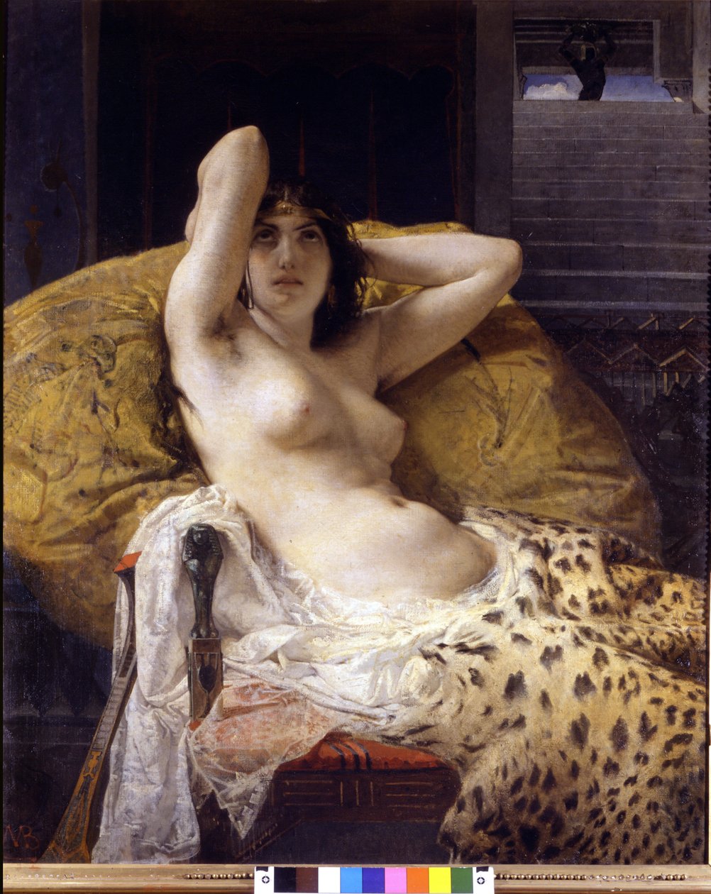 Kleopatra (-69 - -30). Maleri av Mosè Bianchi. 1800-tallet.Milan Civic kunstsamling av Mose Bianchi