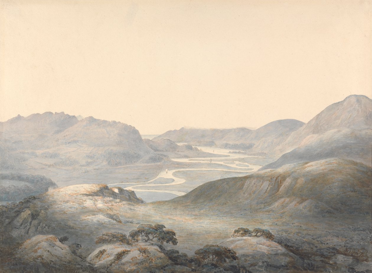 Barmouth Bay, krysset mellom elvene Mowddach og Gwinion av Moses Griffith