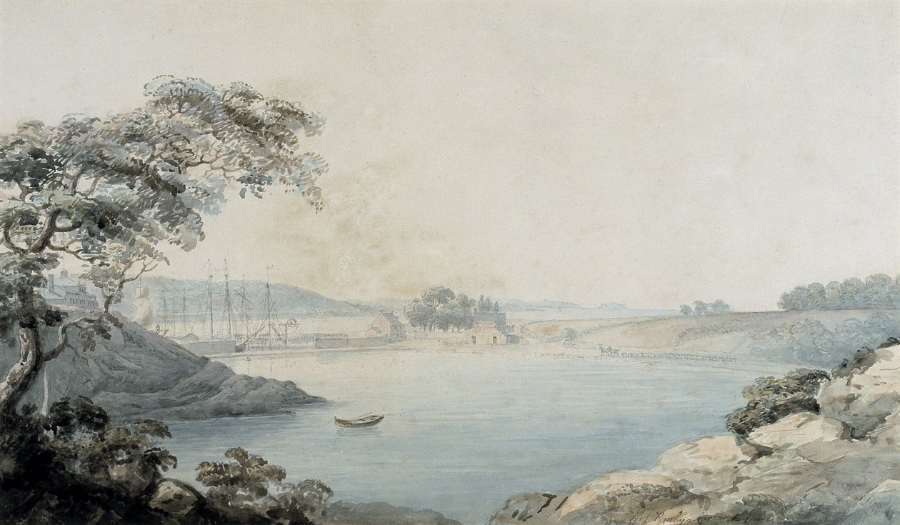 Port Penrhyn (akvarell og blyant på papir) av Moses Griffith