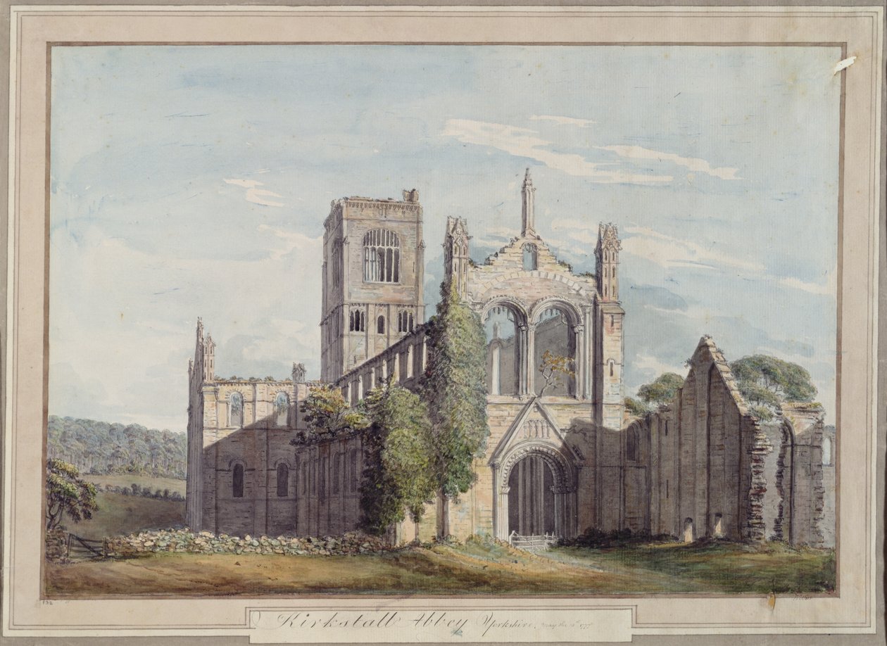 Nordvestutsikt over Kirkstall Abbey, 1777 av Moses Griffiths
