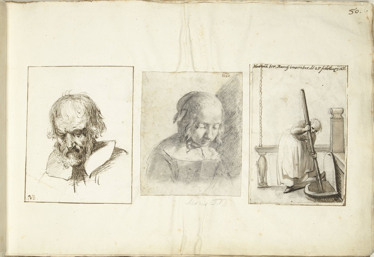 Gammel mann, en jente og en kvinne med en brønnkrok av Moses Ter Borch