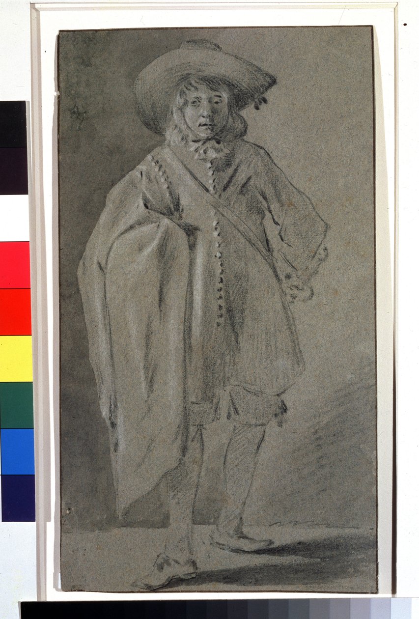 Selvportrett, ca. 1660 (grisaille på papir) av Moses Ter Borch